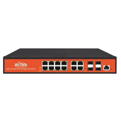 Wi-Tek - WI-PMS312GF - 8GE+4Combo SFP Full Giga 802.3af/at Managed PoE Switch with 8Port PoE (Project model Delivery time 3weeks)