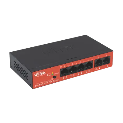 Wi-Tek - WI-PS205H V2 - 4FE + 2FE Uplink Ports 250M Long Range PoE Switch with 4PoE Port