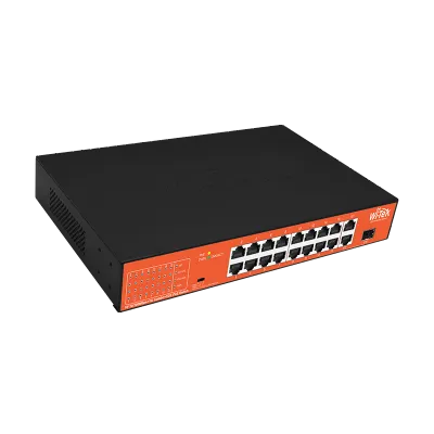 Wi-Tek - WI-PS518GH - 16FE+1GE+1Combo SFP Ports 250M Long Range PoE Switch with 16Port PoE