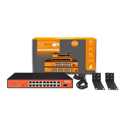 Wi-Tek - WI-PS518GH - 16FE+1GE+1Combo SFP Ports 250M Long Range PoE Switch with 16Port PoE