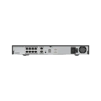 Hanwha - WRN-816S-4TB - 1U WAVE PoE NVR (Intel based) with 4 Professional licenses, 4TB RAW, supports: 16 channels with 8 PoE/PoE+ ports (PoE Budget 100W), Wisenet WAVE pre-installed, H.264/H.265/MJPEG, 2 fixed internal SATA HDDs (10TB max per HDD), 