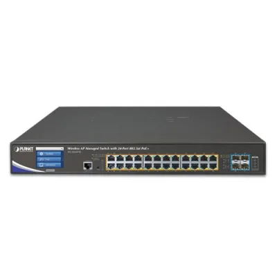 Planet - WS-2864PVR - Wireless AP Managed Switch with 24-Port 802.3at PoE + 4-Port 10G SFP+ + LCD Touch Screen and 48VDC Redundant Power