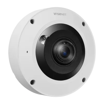 Hanwha - XNF-9013RV - Powered by WN7, 1/2.3" 12MP CMOS, Max resolution 3008x3008 @ 30FPS, 1.08mm fixed focal lens, Stereo graphic type lens, enhanced resolution for the peripheral regions, H.265, H.264, MJPEG codec supported, Fisheye, Single panorama