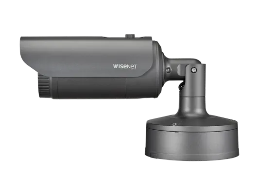 Hanwha - XNO-6120R/LPR - Wisenet X powered by Wisenet 5 network IR outdoor Low Speed LPR bullet camera for Parking Lots; Drive-thrus; and Entry Gates up to 35MPH, 2MP, Full HD(1080p) @60fps, 12X optical zoom lens (5.2mm ~62.4mm) (54.58º ~ 5.30º), tri