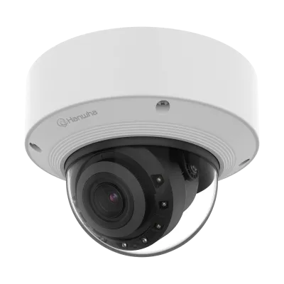 Hanwha - XNV-A8084R - Powered by WN9, Outdoor Network AI IR Vandal Dome Camera, 5MP resolution @ 30FPS, 3.3~9.3mm (2.8x), (113°~47°) motorized varifocal lens, H.265/H.264/MJPEG codec, IR viewable length 40m (131.2ft), USB-C port for easy installation
