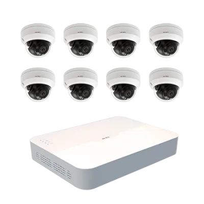ACTI - ZNR-121P-K4 - 8-Channel 1-Bay 8-port PoE Mini Standalone NVR and 8 pcs Z94 2MP Outdoor Mini Dome