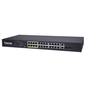 Vivotek - AW-FGT-260D-380 - Unmanaged PoE Switch (380W). 24xFE POE +2G COMBO