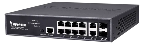 Vivotek - AW-GEV-107A-130 - 8xGE PoE + 2xGE Combo + 1xRJ45 Console
