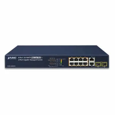 Planet - FGSD-1008HPS - 8-Port 10/100TX 802.3at PoE +  2-Port Gigabit TP/SFP Combo Managed Ethernet Switch 120W