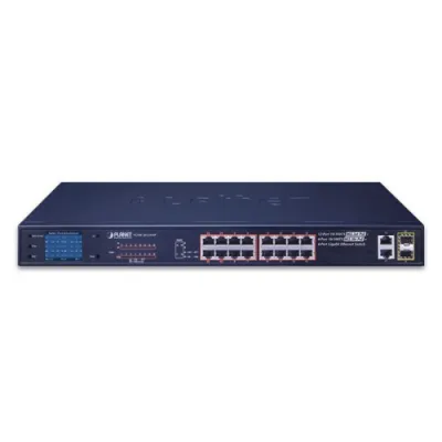 Planet - FGSW-2022VHP - 12-Port 10/100TX 802.3at PoE + 4-Port 10/100TX 802.3bt PoE + 2-Port Gigabit TP + 2-Port SFP Ethernet Switch with LCD Management