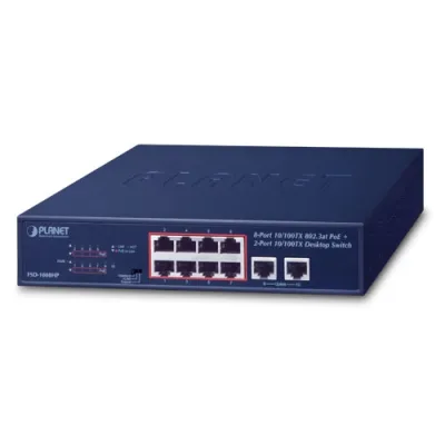 Planet - FSD-1008HP - 8-Port 10/100TX 802.3at PoE + 2-Port 10/100TX Desktop Switch
