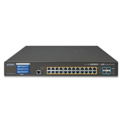 Planet - GS-5220-24UP4XVR - L2+ 24-Port 10/100/1000T Ultra PoE + 4-Port 10G SFP+ Managed Switch with LCD touch screen