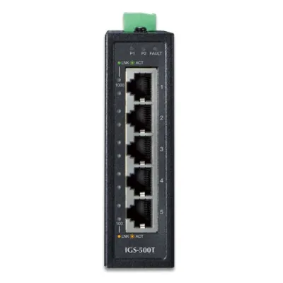 Planet - IGS-500T - IP30 Compact size 5-Port 10/100/1000T Gigabit Ethernet Switch (-40~75 degrees C)