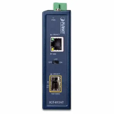 Planet - IGT-815AT -  IP30 Compact size Industrial 100/1000BASE-X SFP to 10/100/1000BASE-T Media Converter