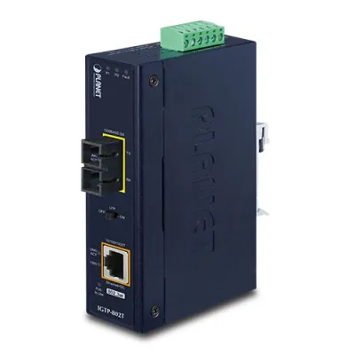 Planet - IGTP-802T - IP30 Industrial 10/100/1000BASE-T to 1000BASE-SX Converter with 802.3at PoE+