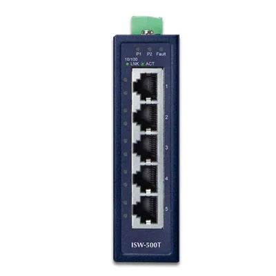 Planet - ISW-500T - IP30 Compact size 5-Port 10/100TX Fast Ethernet Switch (-40~75 degrees C),UL certified