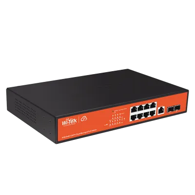 Wi-Tek - WI-PCMS310GF - 8GE+2SFP Full Giga 802.3af/at Cloud L2 Managed PoE Switch with 8Port PoE