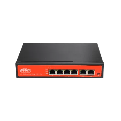 Wi-Tek - WI-PS205 - 4FE+2FE uplink 250M Long Range PoE Switch with 4PoE Port