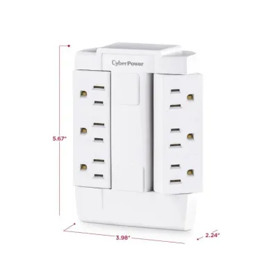 Cyber Power - GT600P - Swivel Wall Tap, Expands two grounded outlets into six grounded, swivel outlets.