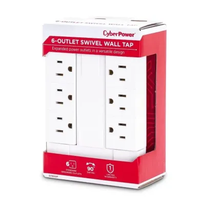 Cyber Power - GT600P - Swivel Wall Tap, Expands two grounded outlets into six grounded, swivel outlets.