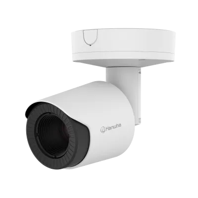 Hanwha - TNO-C3062T - Wisenet T network thermal compact bullet camera, 384 x 288 (uncooled); ＜20mK (NETD), Max 768 x 576 @ 8fps resolution support, 35mm fixed focal lens (HFoV: 10.7o), Triple codec H.265/H.264/MJPEG with WiseStream III (based on AI e