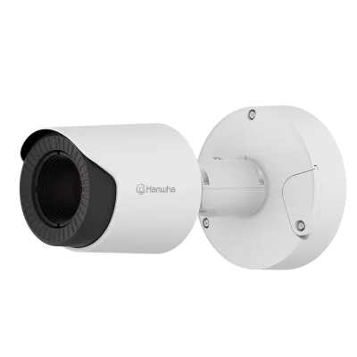 Hanwha - TNO-C3060T - Wisenet T network thermal compact bullet camera, 384 x 288 (uncooled); ＜20mK (NETD), Max 768 x 576 @ 30fps resolution support, 35mm fixed focal lens (HFoV: 10.7o), Triple codec H.265/H.264/MJPEG with Wisestream II and WiseStream