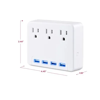 Cyber Power - P3WU - 3 AC Outlet Wall Tap 125V with 4 Lighted 4.2A USB Charging Ports 