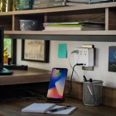 Cyber Power - P3WU - 3 AC Outlet Wall Tap 125V with 4 Lighted 4.2A USB Charging Ports 