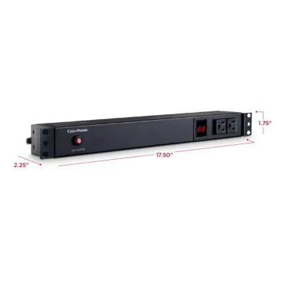 Cyber Power - PDU15M2F12R - 15A (Derated to 12A), 120 V, 50Hz/60Hz, NEMA 5-15P plug, 14 NEMA 5-15R, 1U Rackmount, 15 ft Cord, Limited Lifetime Warranty
