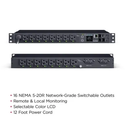 CYBERPOWER - PDU41023 - Switched PDU 30A 120V NEMA L5-30P input 16 NEMA 5-20R output 12ft cord 1U 3 Year Warranty