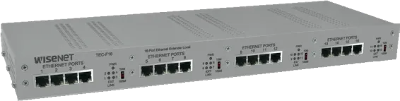 Hanwha - TEC-F16 - 16 Channel Ethernet over Coax Extender With Pass-Through PoE